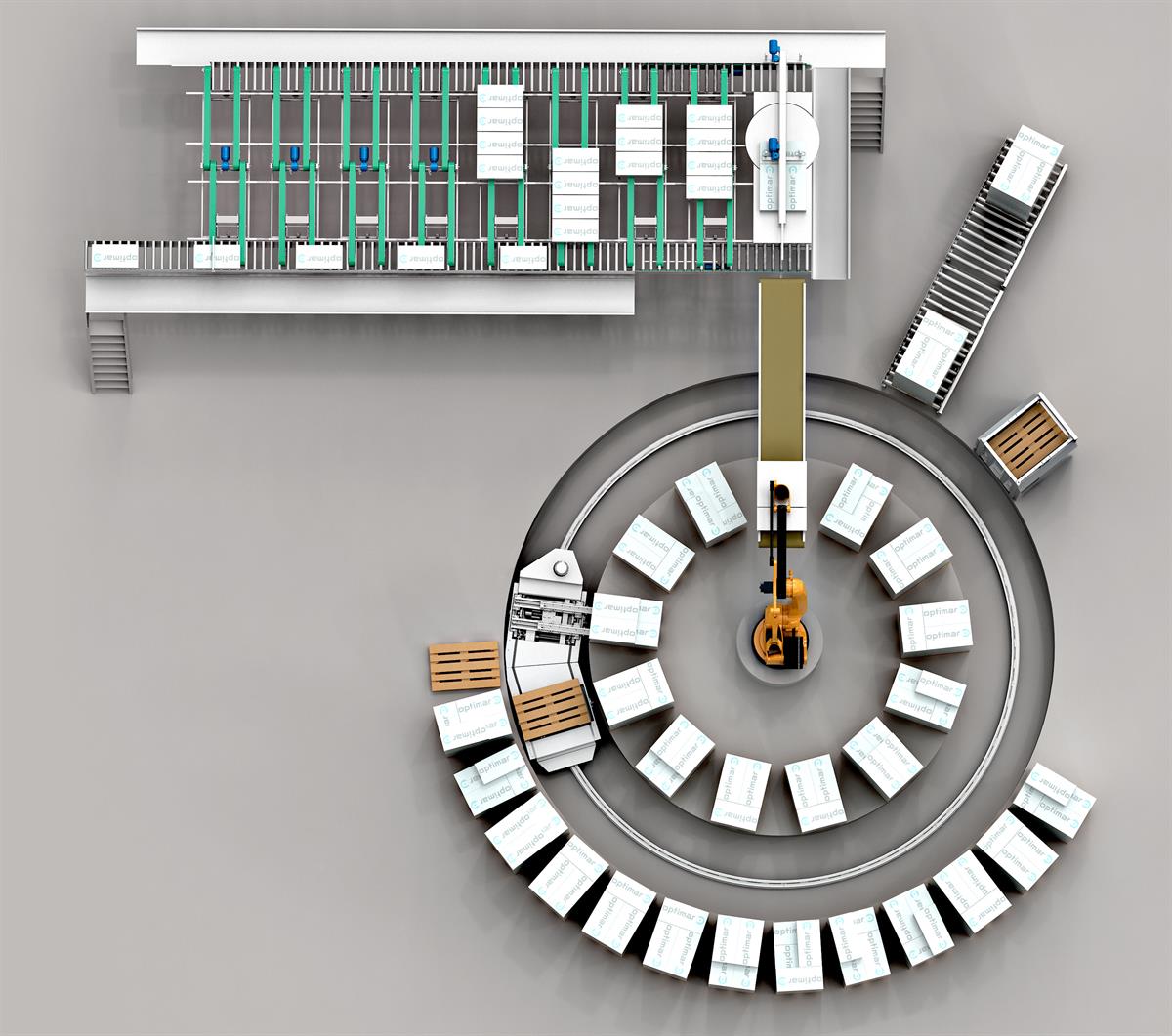 Optimar circular palletizer center